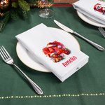 Personalisierte Wiederverwendbare Serviette mit Kranz Schneemann Weihnachtsmann Initiale Namen aus Baumwolle Weihnachtsgeschenk für Familie Freunde