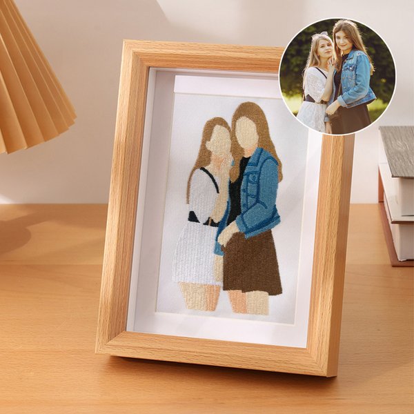 Personalizzato arte ricamo foto telaio Desk Decor Anniversario Compleanno Matrimonio Regalo di Natale per gli amici della famiglia