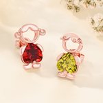 Pendientes personalizados de niño niña joyería delicada con piedra de nacimiento Día de la Madre Aniversario Cumpleaños Regalo para Mujeres Niñas