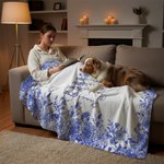Gepersonaliseerde Toile De Jouy Gevoerde Honden Silhouetten Deken Home Decor met 1-7 Namen Sympathie Verjaardagscadeau voor dierenliefhebbers