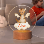 Spersonalizowana lampka nocna LED Cloud Cute Dinosaur z imieniem i drewnianą podstawą Dekoracja do pokoju dziecięcego Prezent urodzinowy na baby shower dla dzieci 2