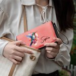 Personalizada Colibrí PU de cuero con cremallera Cartera con nombre y correa de muñeca Cumpleaños Aniversario de regalo para las mujeres