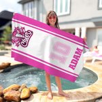 Personalized Team Logo Quick Dry Soft Microfiber Beach Towel with Name and Number Swimming Pool Sports Birthday Gift for Team Club Sports Lover