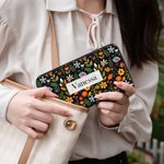 Personalisierte Volkskunst-Blume PU-Leder Brieftasche mit Namen Mehreren Fächern und Metall-Reißverschluss Geburtstag Jahrestag Geschenk für Damen