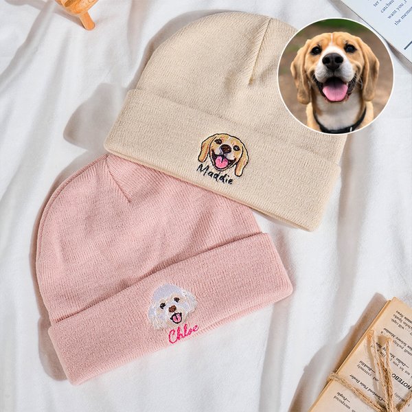 Chapeau bonnet tricoté avec nom Accessoires d'hiver Cadeau d'anniversaire en mémoire d'un animal de compagnie Cadeau d'anniversaire en mémoire d'un animal de compagnie Cadeau d'anniversaire en mémoire
