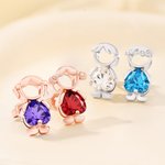 Pendientes personalizados de niño niña joyería delicada con piedra de nacimiento Día de la Madre Aniversario Cumpleaños Regalo para Mujeres Niñas