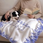 Gepersonaliseerde Toile De Jouy Gevoerde Honden Silhouetten Deken Home Decor met 1-7 Namen Sympathie Verjaardagscadeau voor dierenliefhebbers