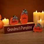 Spersonalizowana drewniana tabliczka z dynią na Halloween z 1-10 imionami Jesienny wystrój Halloween Święto Dziękczynienia Prezent dla rodziny