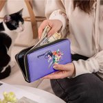 Personalizada Colibrí PU de cuero con cremallera Cartera con nombre y correa de muñeca Cumpleaños Aniversario de regalo para las mujeres