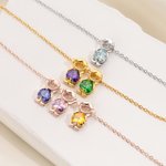 Personalised 1-5 Cute Boy Girl Charms Anklet with Heart-Shaped Birthstone Exquisite Jewellery Anniversary Birthday Gift for Mom Kid