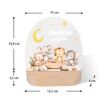 Personalisiertes Niedliches Waldtier LED-Nachtlicht mit Holzsockel Namen und Datum Kinderzimmer Deko Babyparty Geburtstag Geschenk für Kinder