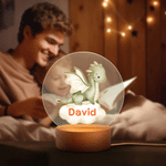 Spersonalizowana lampka nocna LED Cloud Cute Dinosaur z imieniem i drewnianą podstawą Dekoracja do pokoju dziecięcego Prezent urodzinowy na baby shower dla dzieci 4