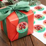 Personalized Cute Reindeer Santa Claus Multicolour Waterproof Stickers Labels with Name and Initial Gift Decor Christmas Party Favors for Family Kid