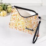 Gepersonaliseerde Multicolor Mahjong Naam Linnen Handtas met Rits en Polsband Draagbaar Accessoire Mahjong Nacht Vakantiegeschenk voor Mahjong Liefhebbers