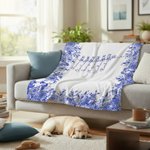 Gepersonaliseerde Toile De Jouy Gevoerde Honden Silhouetten Deken Home Decor met 1-7 Namen Sympathie Verjaardagscadeau voor dierenliefhebbers