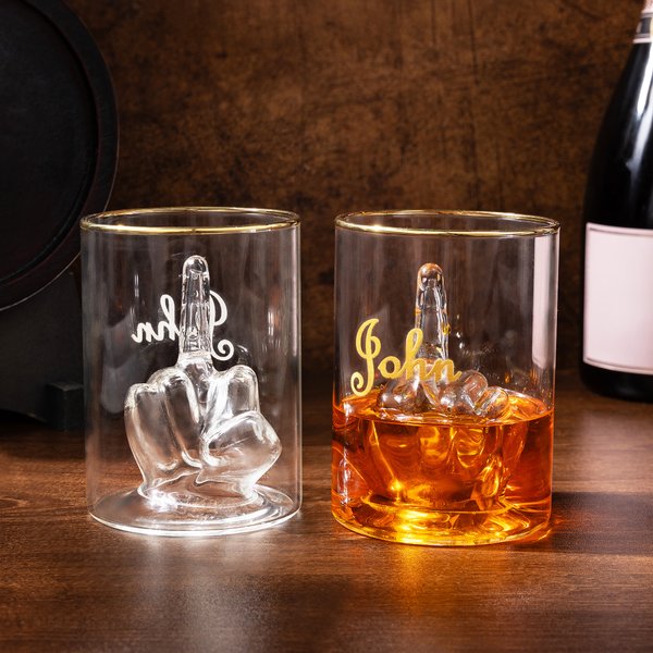 Cheers to Your Attitude - Bicchiere da whisky da 12,5 once con dito medio personalizzato e divertente
