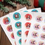 Autocollants Imperméables Multicolores Personnalisés avec Nom et Initiale Motif Renne et Père Noël Mignons Cadeaux Noël pour Enfants et Famille