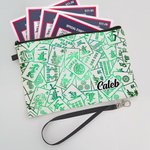 Gepersonaliseerde Multicolor Mahjong Naam Linnen Handtas met Rits en Polsband Draagbaar Accessoire Mahjong Nacht Vakantiegeschenk voor Mahjong Liefhebbers