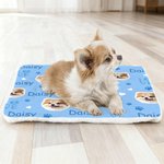 Personalised Multicolour Paw Prints Dog Cat Face Photo Soft Pet Bed Mat with Name Outdoor Activities Birthday Gift for Pet Owners Lovers 1