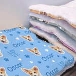 Personalised Multicolour Paw Prints Dog Cat Face Photo Soft Pet Bed Mat with Name Outdoor Activities Birthday Gift for Pet Owners Lovers 2