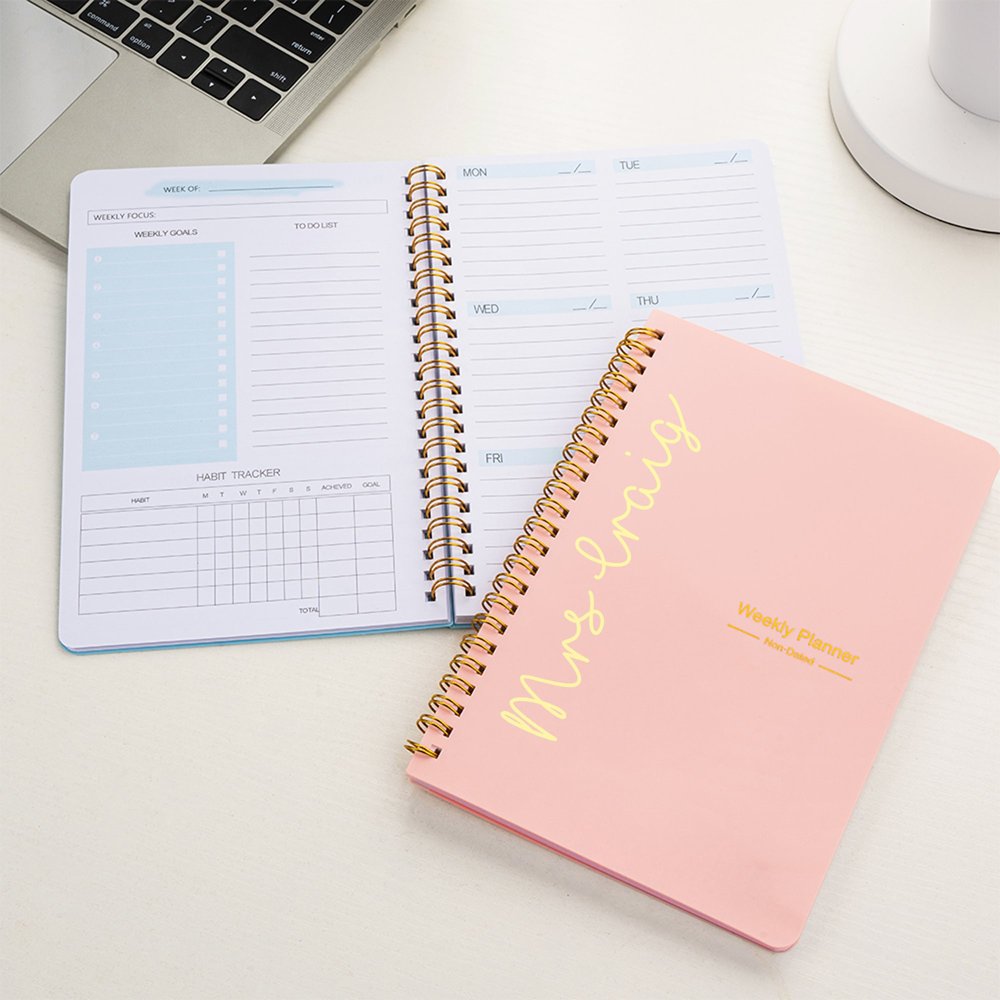 Carnet agenda A5 spirale dorée
