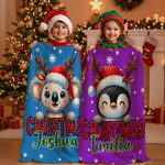 Gepersonaliseerde Kerstmuts Hert Fantasie Eenhoorn Schattig Dier Zacht Deken met Naam Kerstcadeau voor Familie Vrienden 4