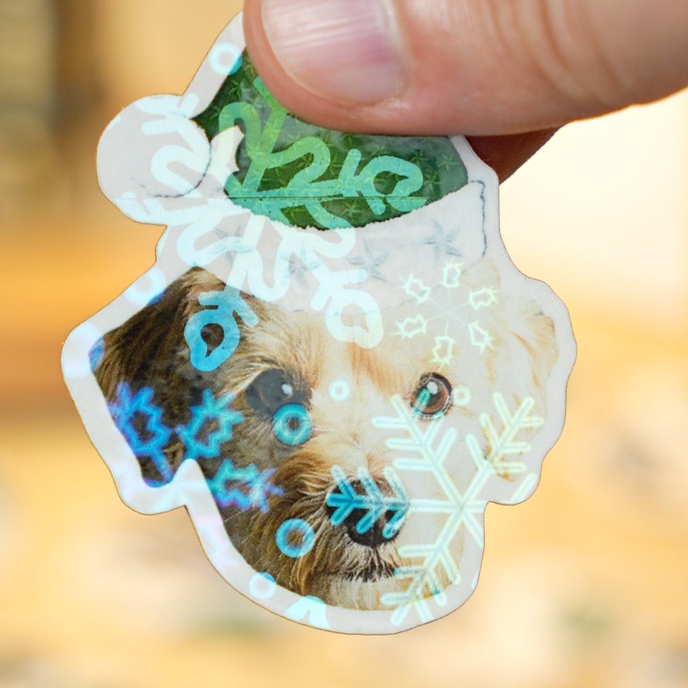 Gepersonaliseerde set van 24 waterbestendige glitterconfetti-stickers met kerstmanmuts en gezicht, als cadeau-decoratie en feestgeschenk voor het kerstfeest voor familie en vrienden 5