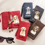 Cartera de mano personalizada de cuero PU con foto de animal nombre y múltiples ranuras para tarjetas regalo de cumpleaños para amantes de animales