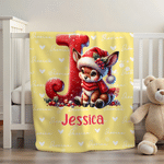 Cappello di Babbo Natale personalizzato Pupazzo di neve Pinguino Iniziale Word Cloud Coperta morbida con nome Home Decor Regalo di Natale per bambini Famiglia 8