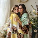 Personalisierte Farbblock 3–9 Fotos Weiche Decke mit Text Haus Deko Muttertag Jahrestag Geburtstag Geschenk für Familie Freunde Mutter