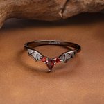 Personlig Gothic Bat Wings Ring med Födelsesten Vampyr Vintage Ringar Cool Punk Smycken Goth Tillbehör Bröllop Jubileum Present för Kvinnor