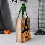 Sacchetto di iuta per caramelle personalizzato con nome e design di zucca teschio strega o gatto regalo di Halloween per bambini