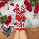 Personalised 3 Heart-Shaped Photos Skin-Friendly Mid-Calf Socks Valentine's Day Anniversary Birthday Christmas Gift for Couples
