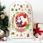 Spersonalizowany Snowman Reindeer Penguin Christmas Initial Drawstring Christmas Gift Bag with Name Christmas Eve Party Gift for Kids Family Friends