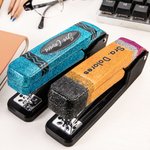Grapadora giratoria de purpurina personalizada con diseño de lápiz y crayón accesorio para escritorio regalo de vuelta al cole para profesores