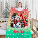 Cappello di Babbo Natale personalizzato Pupazzo di neve Pinguino Iniziale Word Cloud Coperta morbida con nome Home Decor Regalo di Natale per bambini Famiglia 5
