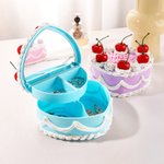 Personalised Heart-Shaped Cherry Cake Jewellery Box with Text and Mirror Room Decor Birthday Anniversary Gift for Women Girls