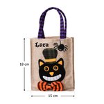 Sacchetto di iuta per caramelle personalizzato con nome e design di zucca teschio strega o gatto regalo di Halloween per bambini
