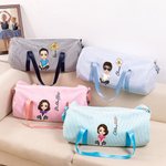 Personalisierte Cartoon Figur Kinder Seersucker Sporttasche mit Namen und Geburtsblume Reisezubehör Geburtstag Geschenk für Jungen Mädchen