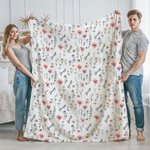 Gepersonaliseerde Wilde Bloemen Zachte Babydeken met Naam Baby Shower Verjaardag Kerstcadeau voor Pasgeborenen Nieuwe Ouders