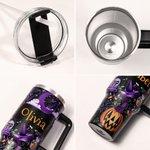 Gepersonaliseerde Boho Pompoen Spook Ontwerp 1180 ml Thermosbeker met Naam Deksel en Rietje Verjaardag Halloween Cadeau voor Familie