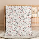 Gepersonaliseerde Wilde Bloemen Zachte Babydeken met Naam Baby Shower Verjaardag Kerstcadeau voor Pasgeborenen Nieuwe Ouders