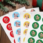 Spersonalizowana postać z kreskówki Santa Hat Inicjał Wodoodporne naklejki z imieniem Świąteczny wystrój Ulubione przyjęcia dla rodziny i dzieci