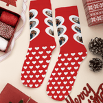 Personalized 3 Heart-Shaped Photos Skin-Friendly Mid-Calf Socks Valentine's Day Anniversary Birthday Christmas Gift for Couples 2