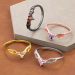 Personlig Gothic Bat Wings Ring med Födelsesten Vampyr Vintage Ringar Cool Punk Smycken Goth Tillbehör Bröllop Jubileum Present för Kvinnor