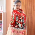 Cappello di Babbo Natale personalizzato Pupazzo di neve Pinguino Iniziale Word Cloud Coperta morbida con nome Home Decor Regalo di Natale per bambini Famiglia 3