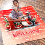 Cappello di Babbo Natale personalizzato Pupazzo di neve Pinguino Iniziale Word Cloud Coperta morbida con nome Home Decor Regalo di Natale per bambini Famiglia 4
