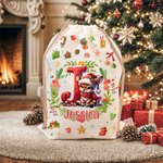 Spersonalizowany Snowman Reindeer Penguin Christmas Initial Drawstring Christmas Gift Bag with Name Christmas Eve Party Gift for Kids Family Friends