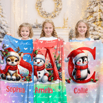 Cappello di Babbo Natale personalizzato Pupazzo di neve Pinguino Iniziale Word Cloud Coperta morbida con nome Home Decor Regalo di Natale per bambini Famiglia
