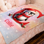 Cappello di Babbo Natale personalizzato Pupazzo di neve Pinguino Iniziale Word Cloud Coperta morbida con nome Home Decor Regalo di Natale per bambini Famiglia 7